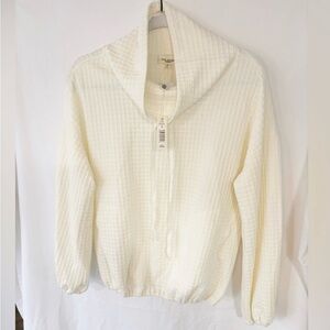 Max Studio Textured Cream waffle knit top SMALL NWT